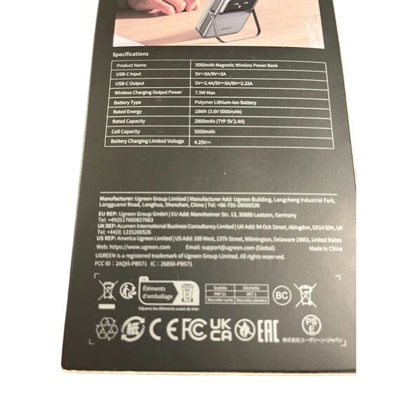 UGREEN Uno Magnetic Wireless Power Bank 5000mAh Wireless Portable Charger Black - Picture 9 of 11